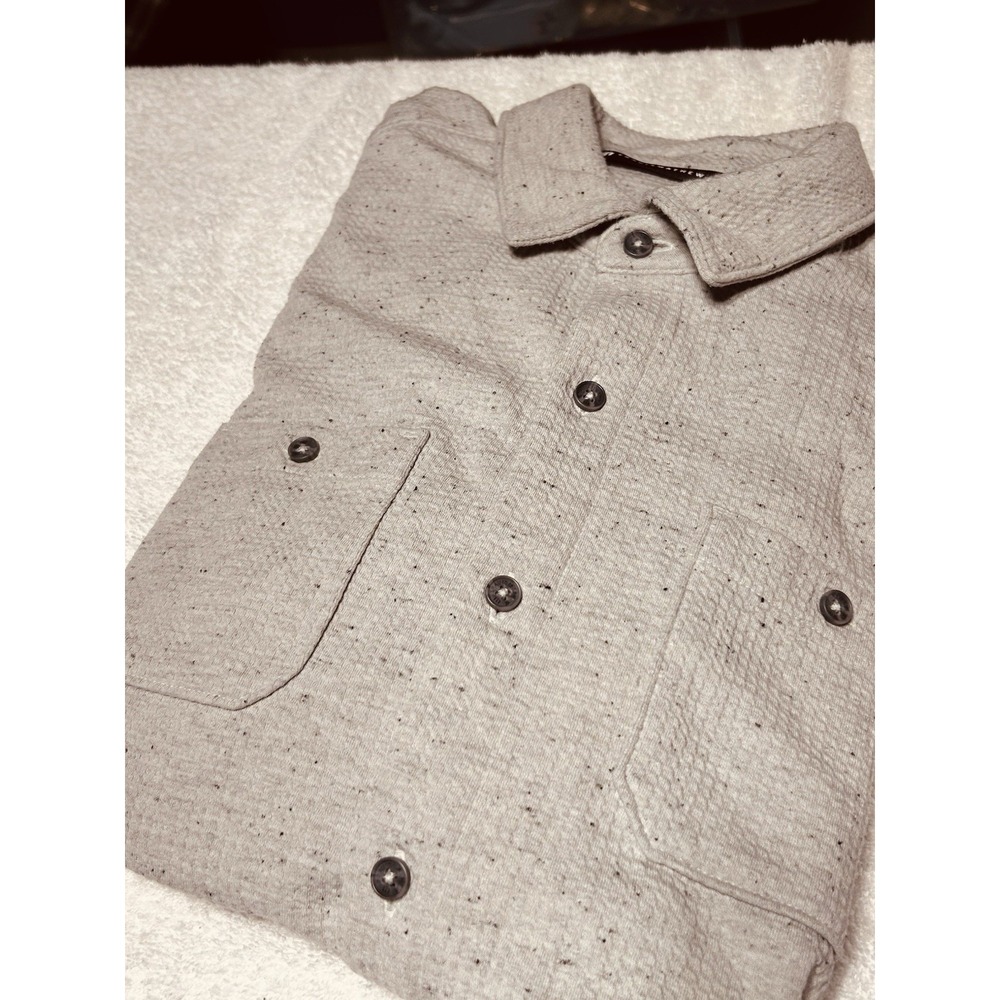Travis Matthew Men's M Cloud Waffle Knit Shirt Jacket Light Grey FLAWLESS $190